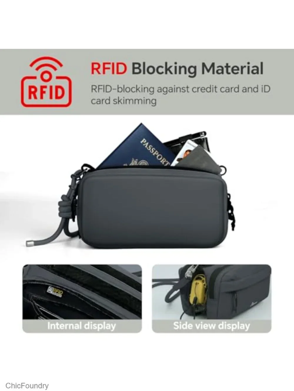 Women's Water-Resistant Nylon RFID Blocking Crossbody Travel Bag with Bottle